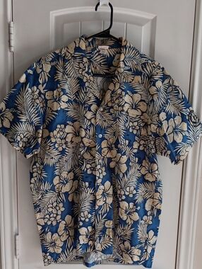 Vintage 1999 SCI President's Club Scorpio Hawaiian Shirt Medium Cotton Blue Tan
